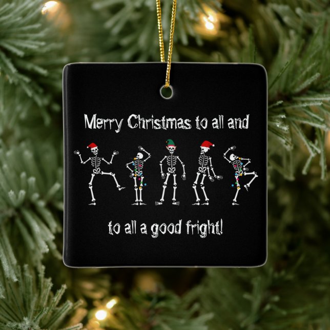 Black and White Dancing jul Skeleton Julgransprydnad Keramik (Träd)