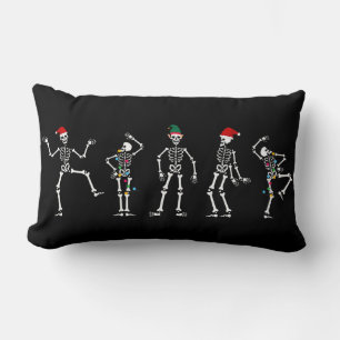 Black and White Dancing jul Skeleton  Lumbarkudde