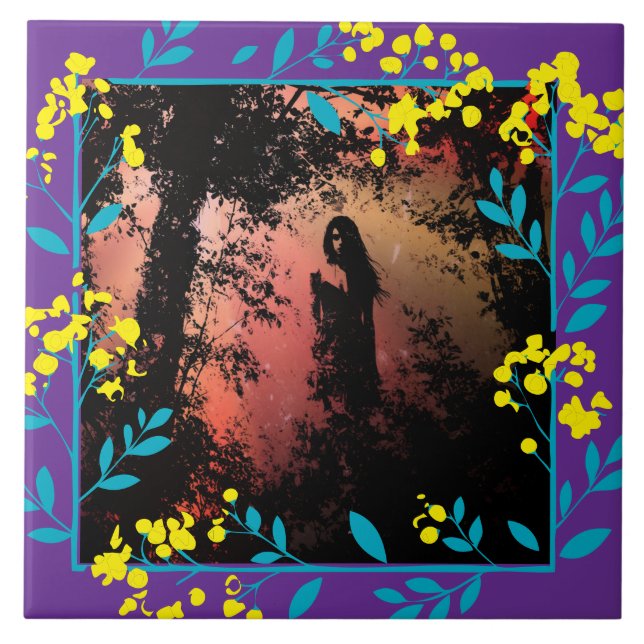 Black and White  Dark Fantasy art Tile Kakelplatta (Framsidan)