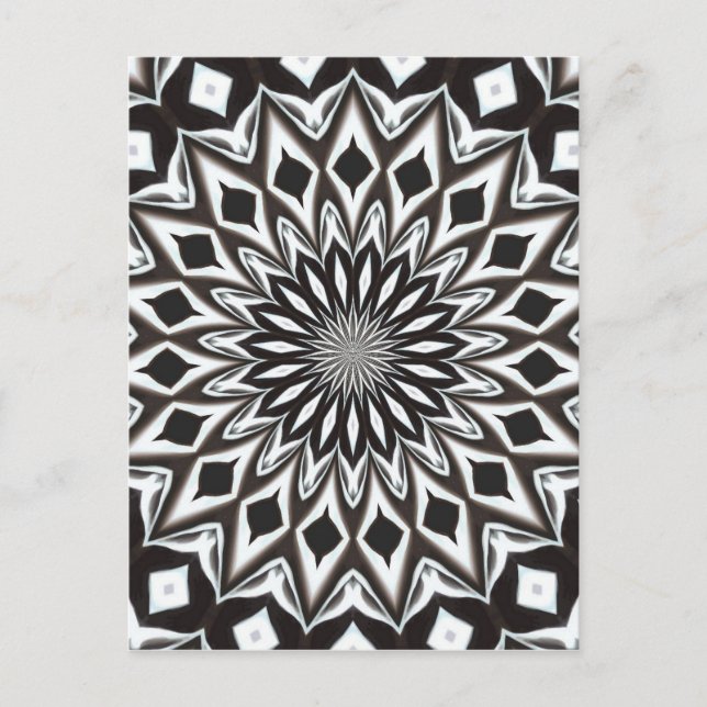 Black and White Decorative Mandala Vykort (Framsida)