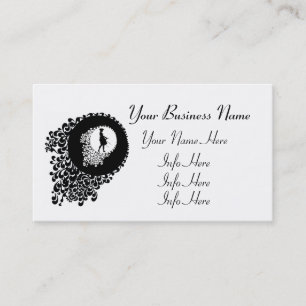 Black and White Decorative Silhouette Girl Visitkort