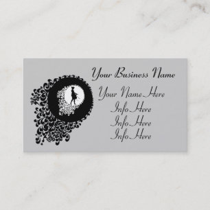 Black and White Decorative Silhouette Girl Visitkort