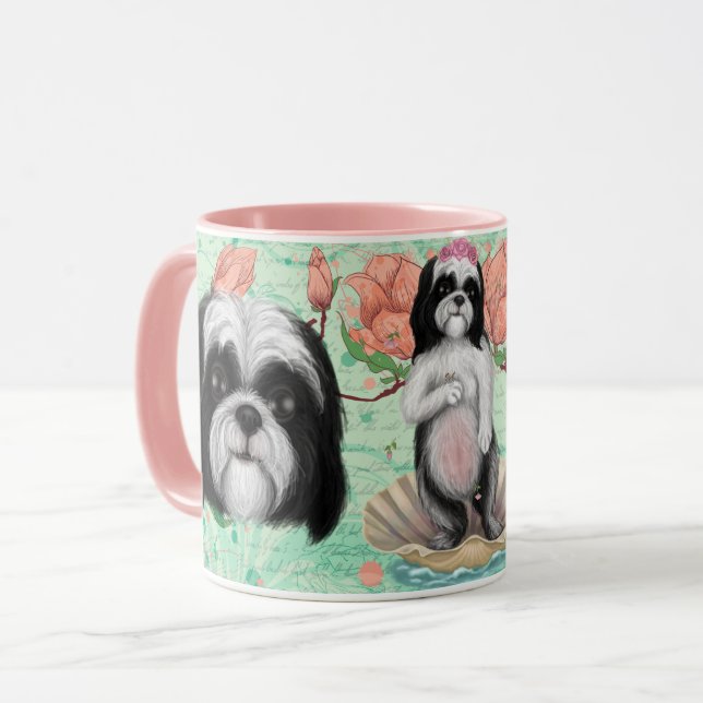 Black and White Derpy Shih Tzu Mugg (Framsida vänster)
