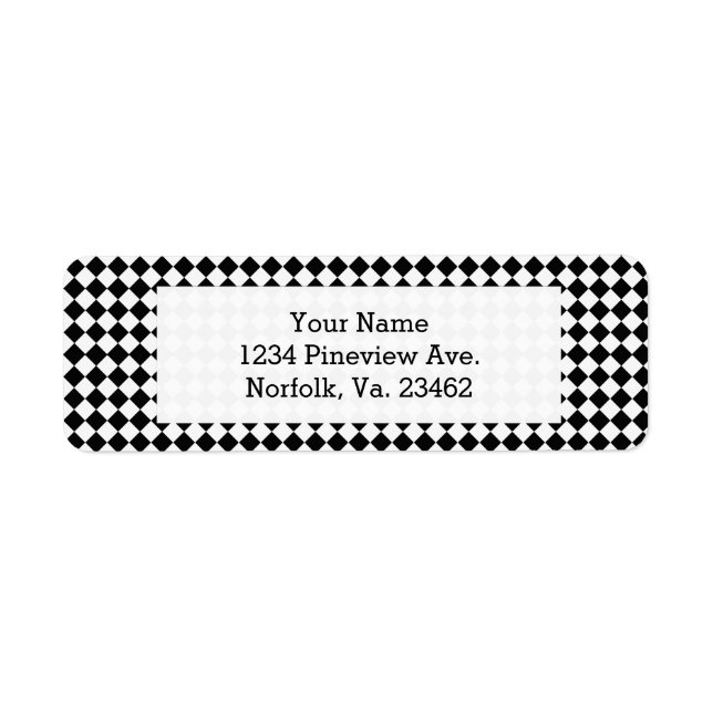 Black and White Diamond Mönster av Shirley Taylor Returadress Etikett (Framsidan)