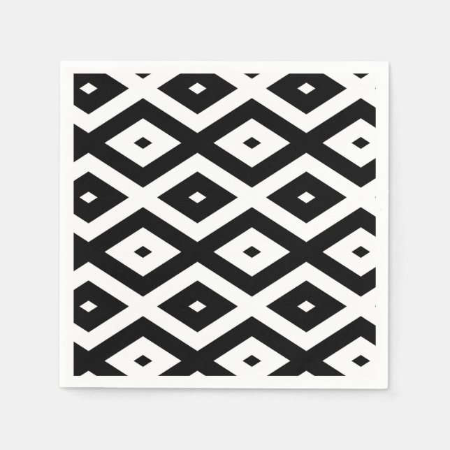 Black and white diamond pattern pappersservett (Framsidan)