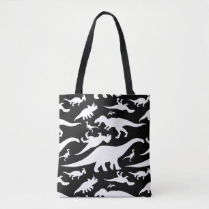 Black and White Dinosaur Mönster Tygkasse