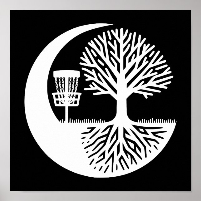Black and White Disc Golf Silhouette  Poster (Framsidan)