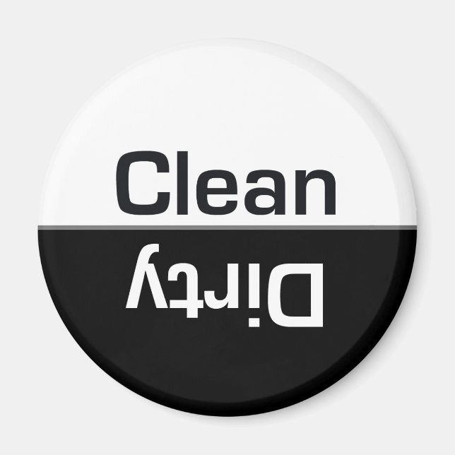 Black and White Dishwasher Clean-Dirty Magnet (Framsidan)