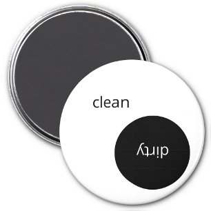 Black and White Dishwasher Clean Dirty Magnet