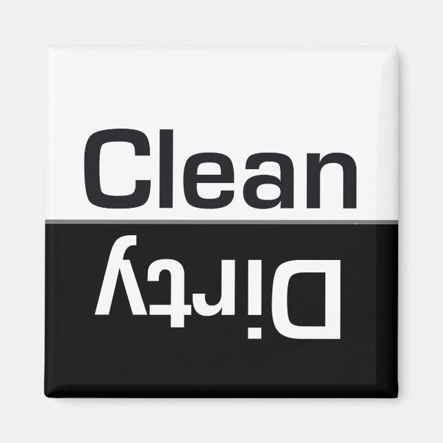 Black and White Dishwasher Clean-Dirty Magnet (Framsidan)