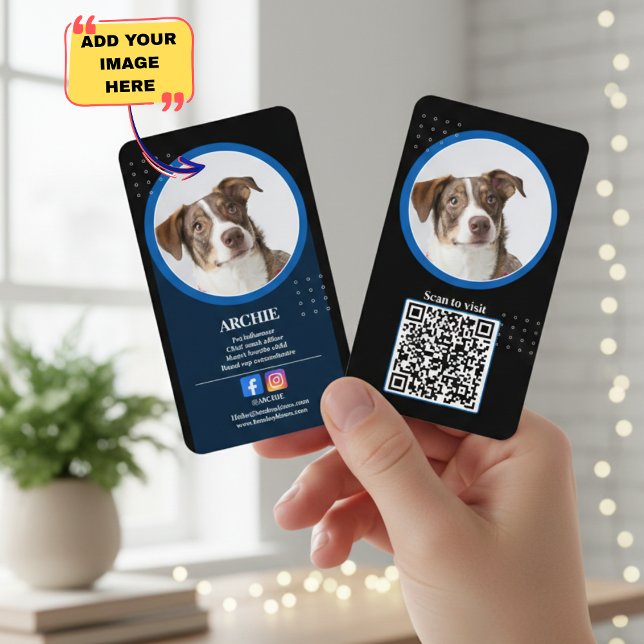 Black and White: Dog Photo Social Media  Business Visitkort (Black and White: Dog Photo Social Media Business Business Card)