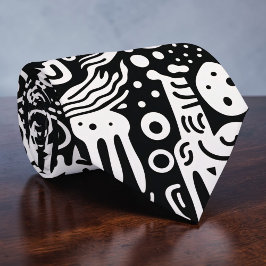 Black and White Doodles Custom Necktie Slips