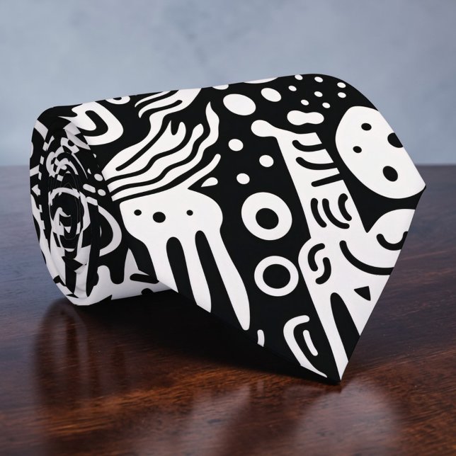 Black and White Doodles Custom Necktie Slips (Skapare uppladdad)