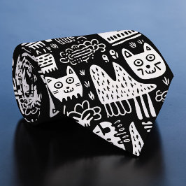 Black and White Doodles Custom Necktie Slips