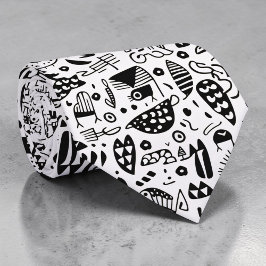 Black and White Doodles Custom Necktie Slips