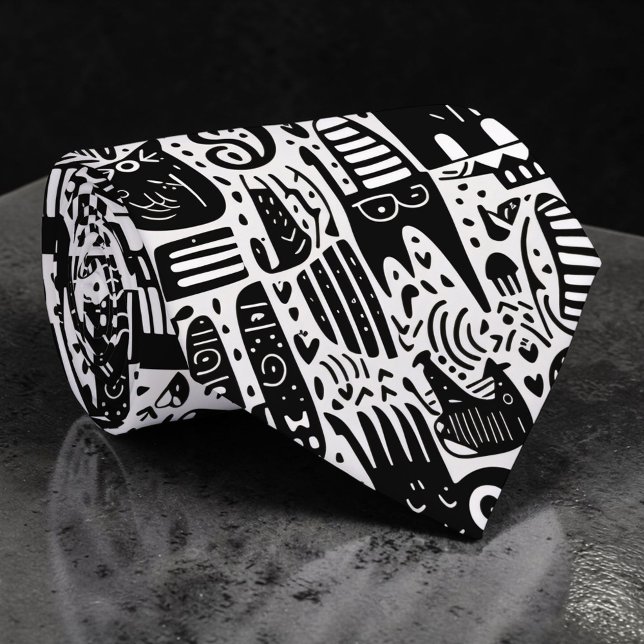 Black and White Doodles Custom Necktie Slips (Skapare uppladdad)