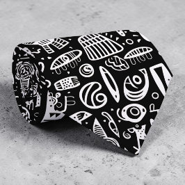 Black and White Doodles Custom Necktie Slips