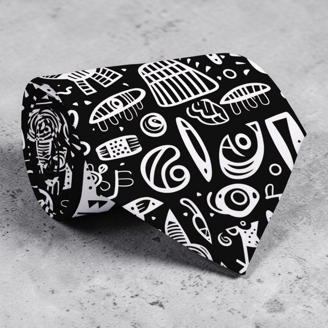 Black and White Doodles Custom Necktie Slips (Skapare uppladdad)