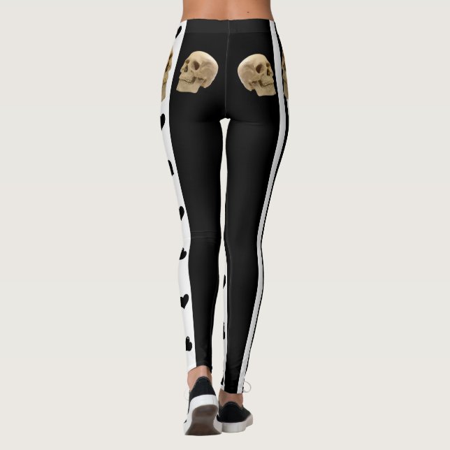 Black and White Döskallars Black Hearts Leggings (Baksida)
