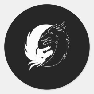 Black and White Dragon Yin Yang Harmony Taoism Gif Runt Klistermärke