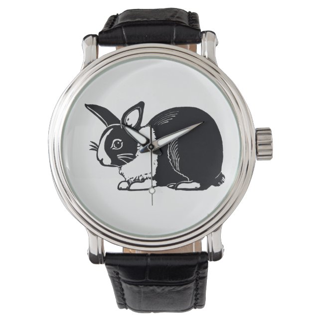 Black and White Dutch Rabbit Wristwatch Armbandsur (Framsida)