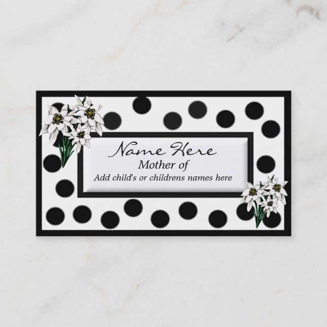 Black and White Edelweiss-Mamma Card (Framsida)