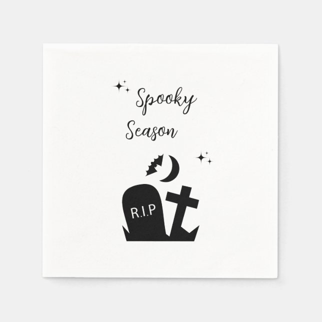 Black and White Edgy Grungy Halloween Napkins Pappersservett (Framsidan)