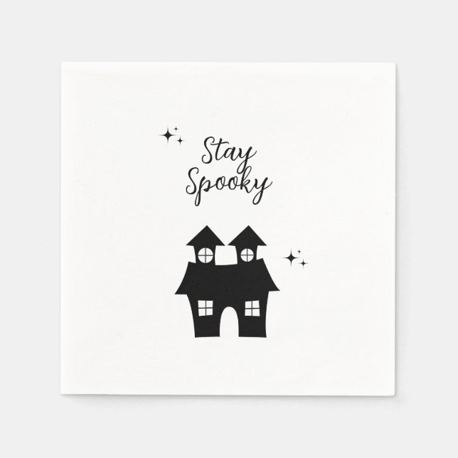 Black and White Edgy Grungy Halloween Napkins Pappersservett (Framsidan)