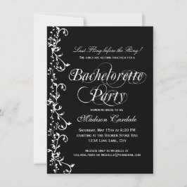 Black and White Elegant Bachelorette Party Inbjudningar