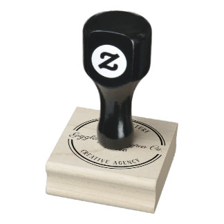 Black and White Elegant Circle Logo Rubber Stamp Stämpel