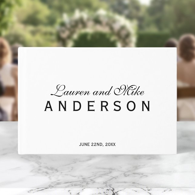 Black and White Elegant Couple Name Wedding Script Gästböcker (Skapare uppladdad)