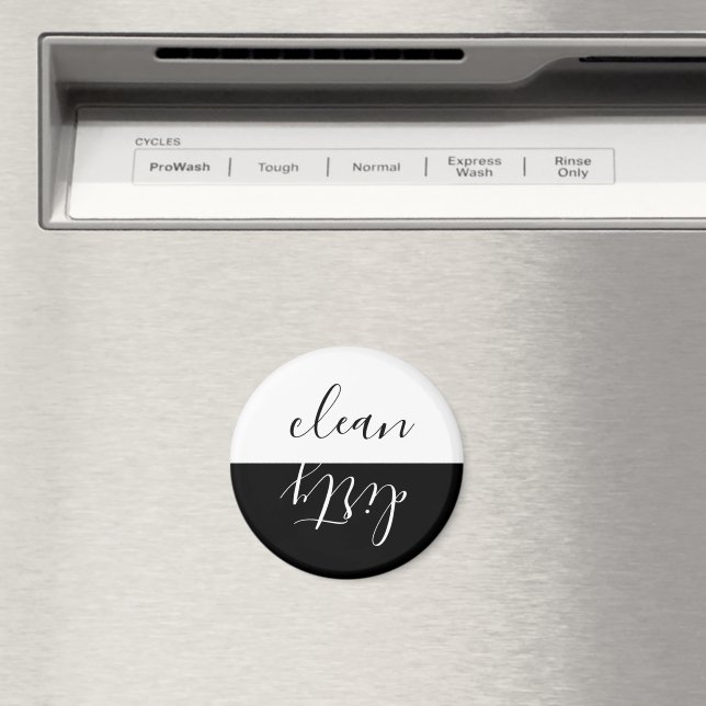 Black and White Elegant Modern Dishwasher Magnet (In Situ (Dishwasher))