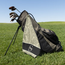 Black and White Elegant Paisley Initial Monogram