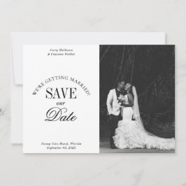 Black and White Elegant Save the Date Card Spara Datumet