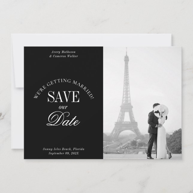 Black and White Elegant Save the Date Card Spara Datumet (Framsida)