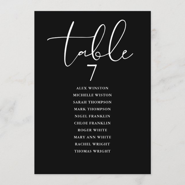 Black And White Elegant Seating Plan Table Number Inbjudningar (Framsida)