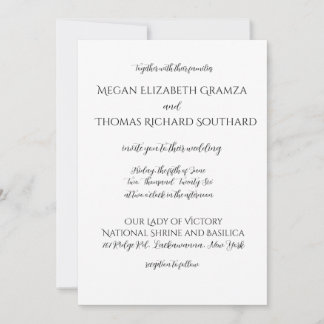 Black and White Elegant Simplicity Wedding Invite Inbjudningar