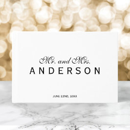 Black and White Elegant Wedding Mr and Mrs Script Gästböcker