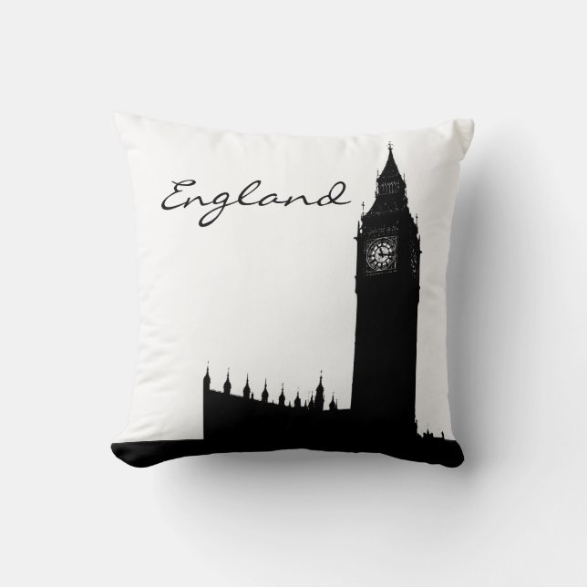 Black and White England Landmark Kudde (Framsida)