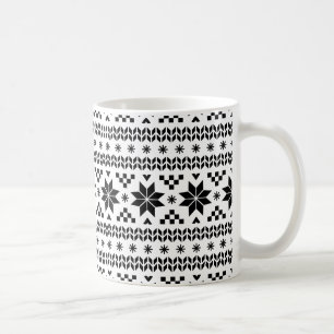 Black and White Fair Isle Mönster Kaffemugg