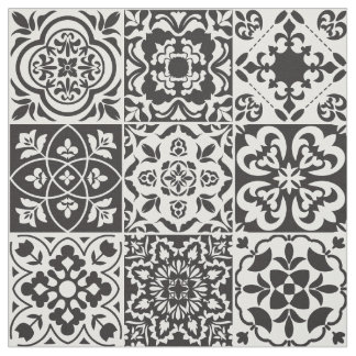 Black and White Farmhouse Tile Fabric Tyg