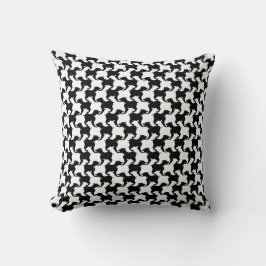 Black and White Faux Pied de Poule Mode Pillow Kudde