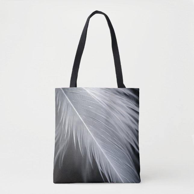 Black and White Feather Design Tote Bag Tygkasse (Framsida)