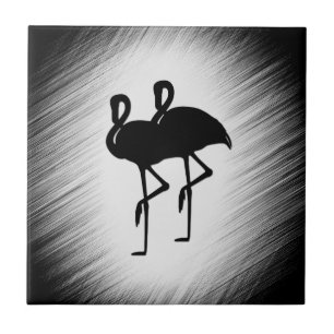 Black and White Flamingo Kakelplatta