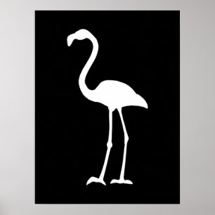 Black and White Flamingo Poster