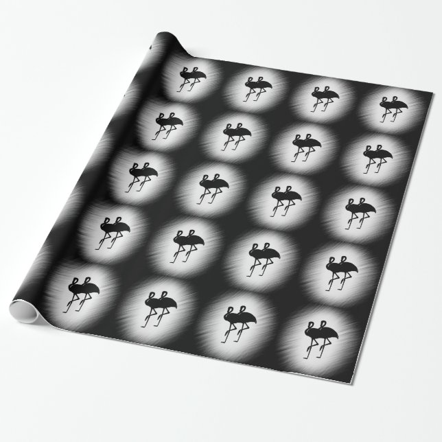 Black and White Flamingo Presentpapper (Utrullad)