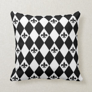 Black and White Fleur de lis Cushion Kudde