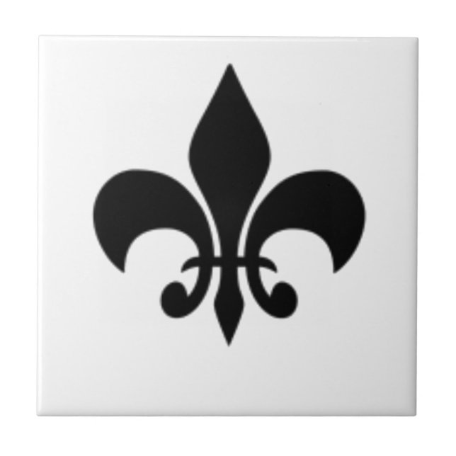 Black and White Fleur De Lis Kakelplatta (Framsidan)