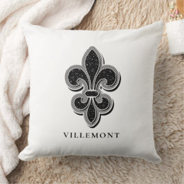 Black and White Fleur De Lis Kudde