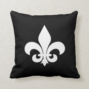 Black and White Fleur de Lis Kudde